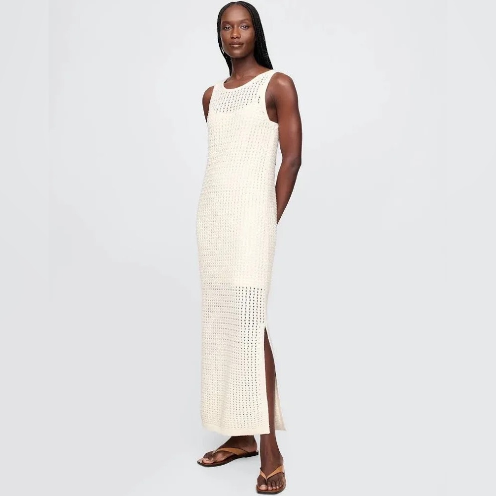Gap Crochet Maxi Dress SZ XL NWT OFF- WHITE